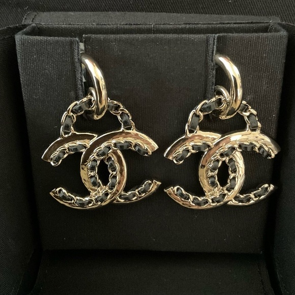 CHANEL Jewelry - Chanel Goldtone & Lambskin Dangle Earrings